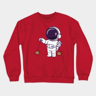 Cute Astronaut Playing Yoyo Cartoon Crewneck Sweatshirt